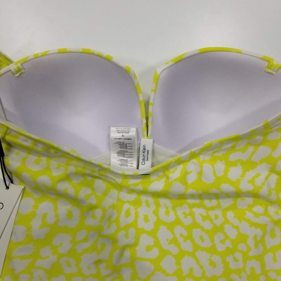 Calvin Klein Printed Tummy Control One Piece Swimsuit Yellow Size 10 - Picture 7 of 10